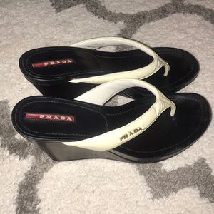 Donating soon!— Prada Wedge Flip Flops